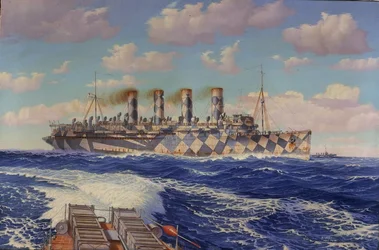 Mauretania im Dazzle-Tarnanstrich